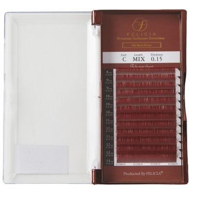 WINE RED BROWN FLAT EYELASH EXTENSION 