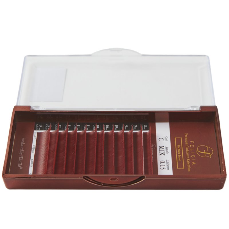 WINE RED BROWN FLAT EYELASH EXTENSION -130-130